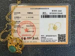COLLANA nuova certificata*rara*corniola verde giada golds925 bird golds925天然稀有玛瑙绿玉喜鹊 - Foto 1 di 6
