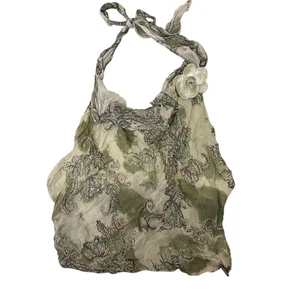 Rampage Vintage Y2K Open Back Top Size Medium Green Paisley Print - Bild 1 von 9
