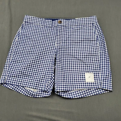 Old Navy Shorts Womens 6 Mid Rise Everyday Short Chino 7" Inseam Gingham Blue - Image 1 of 4