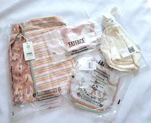 FATFACE Baby Blanket, Hats x2 Bibs x2 H&M bunny comfort blanket newborn doll NEW - Picture 1 of 18
