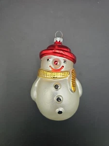 Vintage 4 in. Muñeco de nieve de vidrio soplado marcado Navidad adorno coleccionable - Imagen 1 de 4
