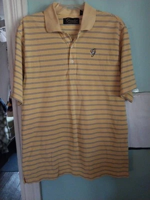 Camisa polo de golf para hombre mediana a rayas amarillas GREG NORMAN 3 botones Greenbrier WV Foto 1 de 4