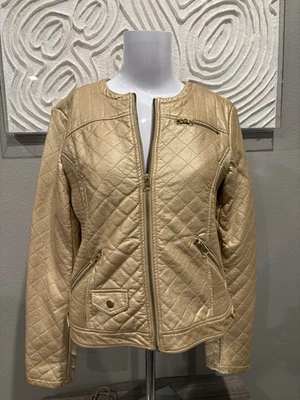 Chaqueta Green Envy nueva con etiquetas para mujer talla M de cuero sintético dorada Foto 1 de 3
