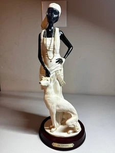 Vintage Statue Woman Flapper with Greyhound Whippet Dog - La Verona Collection - Picture 1 of 7