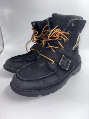 Polo Ralph Lauren Kids 3.5 Botas Ranger Fivela Preta com Cadarço P-Wing Couro Camurça - Imagem 1 de 4