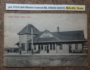 p 1910 L&N Illinois Central RR, UNION DEPOT, MILAN, Tenn. Postkarte LITHO GERMANY - Bild 1 von 2
