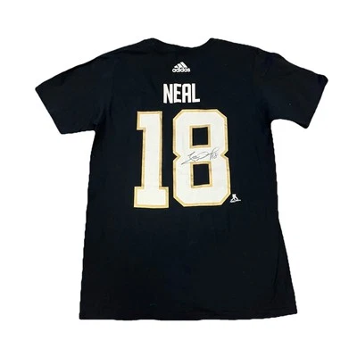 НОВЫЙ С ЯРЛЫКАМИ ADIDAS VEGAS ЗОЛОТЫЕ РЫЦАРИ #18 ДЖЕЙМС NEAL С АВТОГРАФОМ ЧЕРНАЯ ФУТБОЛКА M (87) - Изображение 1 из 4