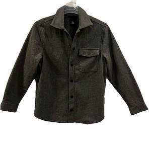 H&M Medium Overshirt/Shacket in Grey Heathered Chest Pocket Snap Front Stretchy - Picture 1 of 8