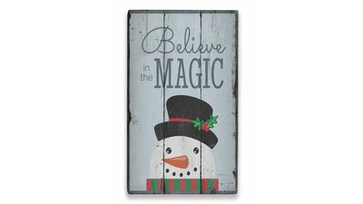 Believe in the Magic Christmas Novelty Distressed Sign, Personalized Wood Sign - Image 1 of 2