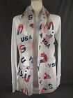 White Red Blue star USA American Flag patriotic print 4th of July 60" long scarf