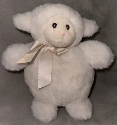 Bearington Baby Collection Lamb Sheep White Bow Beanbag Plush Doll Soft 5" - Image 1 of 4