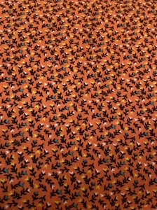 Country Calico Orange w small Blue & Yellow flowers cotton Fabric per yard  - Picture 1 of 2