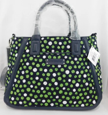 VERA BRADLEY Trimmed Trapeze 挎包 - Lucky Dots - 海军蓝和绿色白色 - 全新带标签 — 第 1/4 张图片