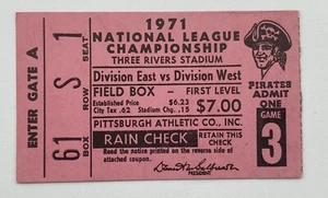 1971 NL Series Ticket GM  3 Roberto Clemente Hit Streak 10 Post Season GM/Mays⚾️ - Picture 1 of 3