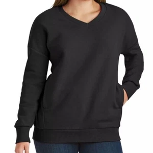 Member's Mark Womens Black V-Neck Cozy Sweatshirt with Pockets - Picture 1 of 2