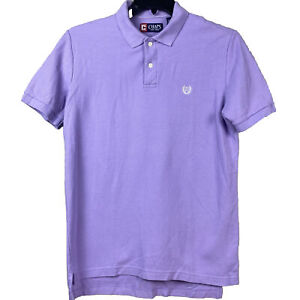 Chaps Men's Polo Shirt  Purple Short Sleeve 2 Buttons Size S Logo Cotton EUC