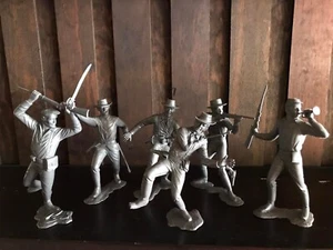 MARX TOYS RECAST 6" CAVALRY TROOPERS PLAYSET REISSUE-SILVER-6 FIGURES - Picture 1 of 7