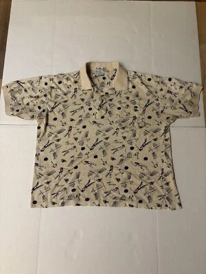 Vtg Penguin Sport Shirt Mens Large Beige Golfer Golf Polo Patterned Collared - Image 1 of 4