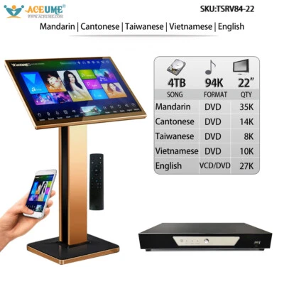 4TB HDD 94K Chinese,English,Vietnamese Songs Touch Screen Karaoke Player,22'' - Image 1 of 4