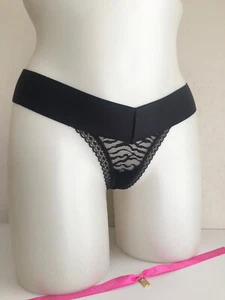 Victorias Secret TANGA hochbeinig Spitzenhöschen Zebra Tier SEXY schwarz neu mit Etikett - Bild 1 von 9