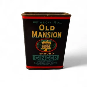 Vintage Old Mansion Ginger Tin – 1½ oz, C.W. Antrim Richmond VA Spice Can-Unused - Picture 1 of 8