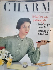 1953 Charm Magazine front cover ONLY working woman paperweight pencils - Picture 1 of 1