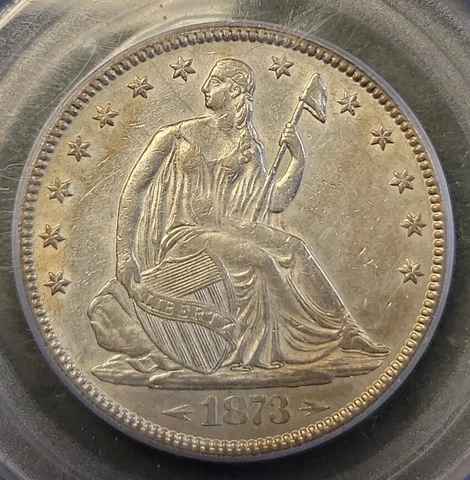 1873 Seated Liberty Half Dollar "Quad Stripes" PCGS AU53 DDO FS-1101 WB-109 Cover