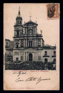 cartolina CALTANISSETTA chiesa s.sebastiano - Imagen 1 de 2