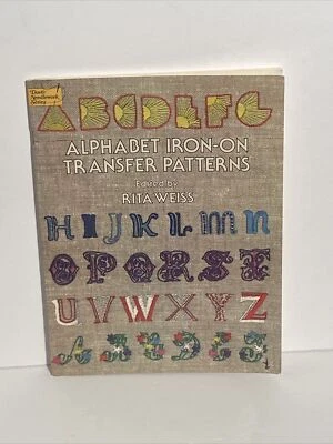 Alphabet Iron-On Transfers Dover Needlework Series Pattern Booklet 1976 Vintage - Image 1 of 4