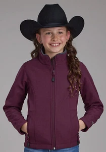 Roper Kids Girls Hi Tech Fleece Wine Polyester Softshell Jacket - Picture 1 of 4