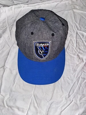 MLS Quakes Adidas Sombrero San José Fútbol Snapback Gorra Azul Gris Foto 1 de 4