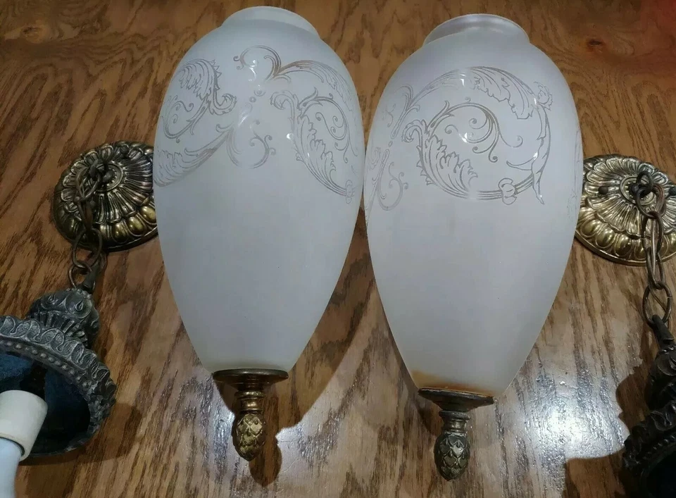 Forecast Lighting Company Frosted ceiling Pendant Light fixtures 60-70's rusty - Image 1 of 4