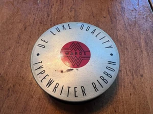 Vintage De Luxe Quality Typewriter Ribbon in round tin Montgomery Ward black red - Foto 1 di 14
