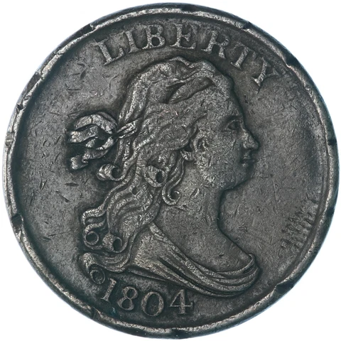 1804 (P) Classic Half Cent Spiked Chin VF Details Rim Damage See Pics F555 Cover