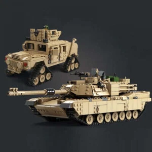 WW2 US M1A2 Abrams Main Battle Tank and Hummer Building Blocks Toy Bricks Set - Picture 1 of 8