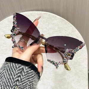 Sonnenbrille randlos Schmetterling Katzenauge kleine Ellipsenschirme für Frauen Mädchen Mode - Bild 1 von 11