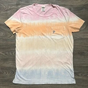 NWOT Victoria's Secret PINK Small Tie Dye Campus Tee Shirt Tshirt Pink Orange - Picture 1 of 7