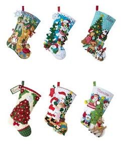 	 Bucilla Felt Stocking Applique Kit 18"- Oz, Teamwork, Dogs, Poinsettia, Hugs,  - Picture 1 of 5