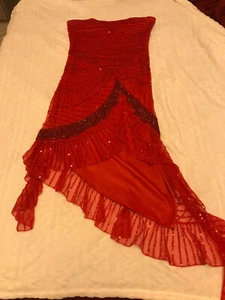 Abito da sera Cerimonia Ballo Rosso Capodanno Paillettes Strass S - Foto 1 di 7