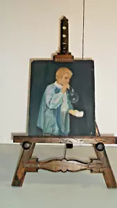 Tischstaffelei Holz Vintage/Art Déco mit Bild Glasbläser - Bild 1 von 12