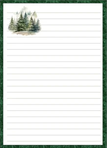 Christmas Letter Writing Paper - Fir Trees - Picture 1 of 6