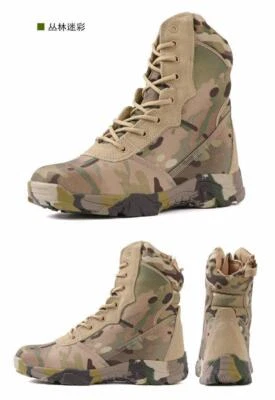 Mens Camo Combat Ankle Boots Army Tactical Lace Up Outdoor Military Desert Shoes - Image 1 of 4