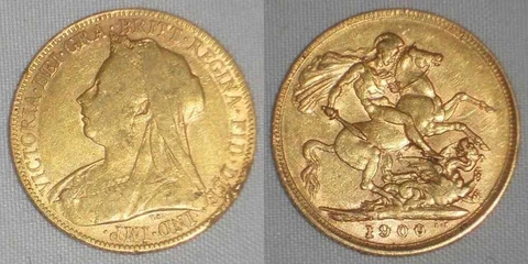 1900 Gold Coin from Great Britain Sovereign Queen Victoria Bust Left KM 785 AU Cover