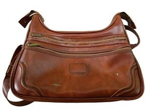 VTG SEARS Faux Leather Brown Overnight Travel Messenger Bag Vegan YKK Zipper - Picture 1 of 10