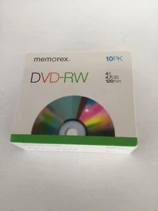 Memorex 05512 DVD Rewritable Media - DVD-RW - 4x - 4.70 GB - 10 Pack Jewel NOS - Bild 1 von 3