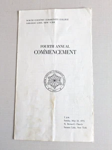 North Country Community College 1972 Fourth Annual Commencement Program Saranac - Picture 1 of 6