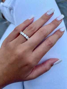 2.72CT Round Lab Grown/CVD Diamond Love Gift Full Eternity Band 14k White Gold - Picture 1 of 12