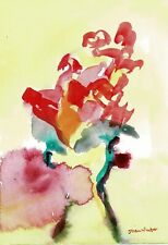 Free Shipping-Art original painting colorful fantasy-Magic Flowers 7x5"-JW love
