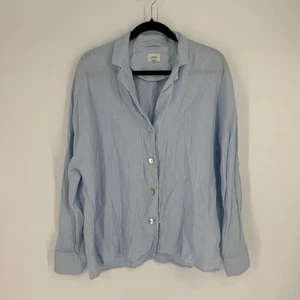 Wilfred Aritzia top small S blue linen button up relaxed coastal oversized shirt - Picture 1 of 6