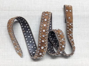 vintage NOCONA buckle belt RHINESTONE hairy 40 brown WESTERN cowboy studded - Picture 1 of 10
